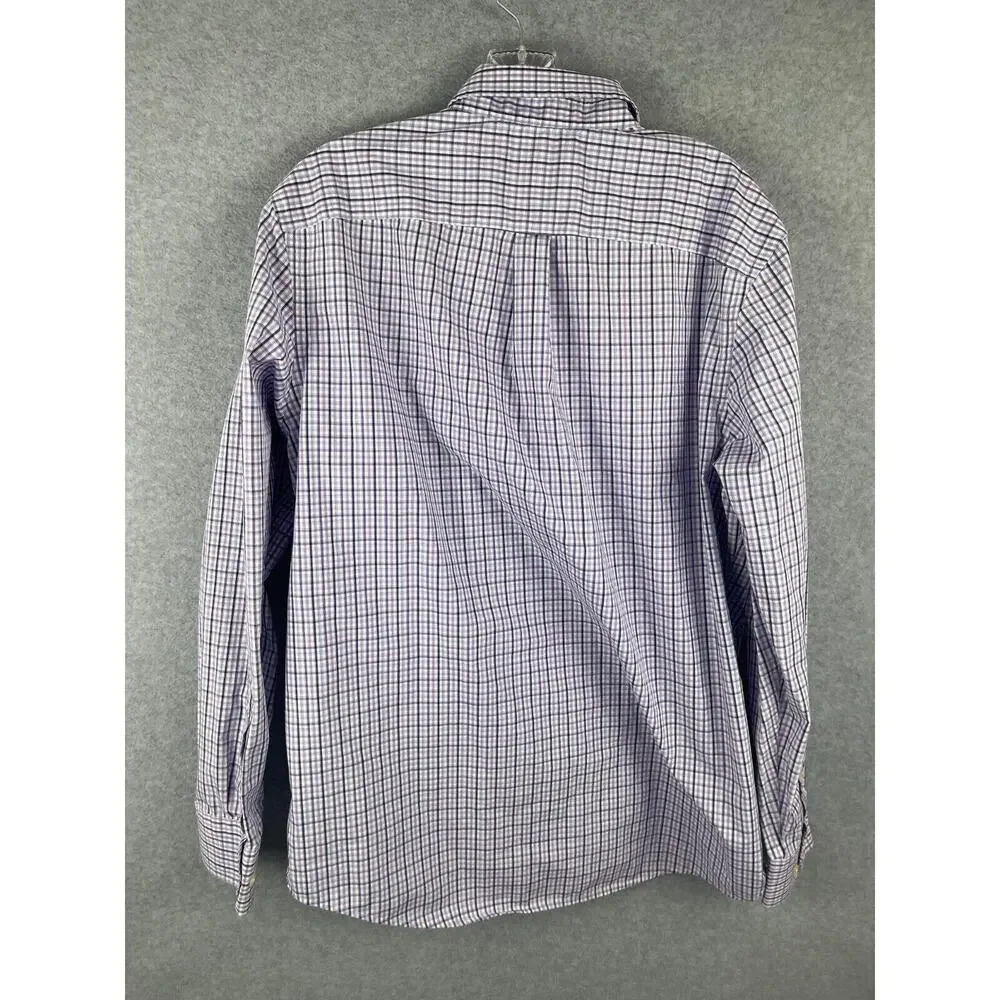 Banana Republic Shirt Mens L Plaid Purple Blue Long Sleeve Button Up Classiccore